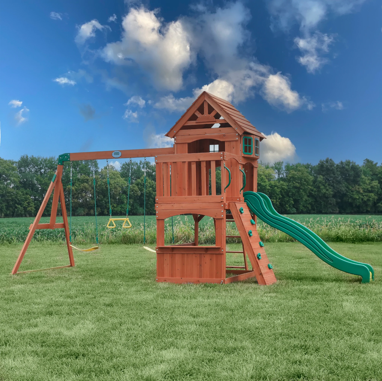 Swing And Slide Wooden Playset Woodridge Elite Wooden Swing Set