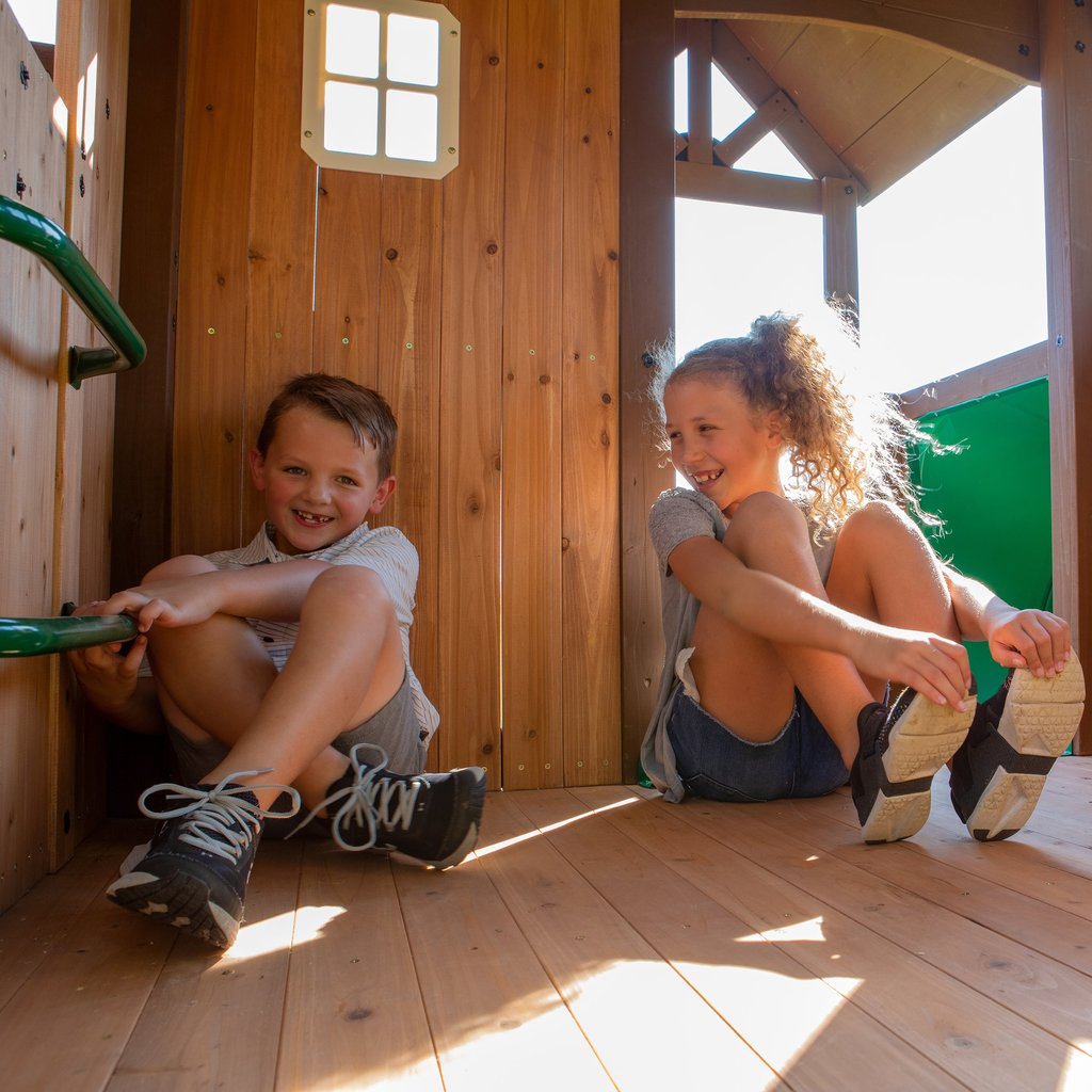 skyfort wooden swing set with tube
