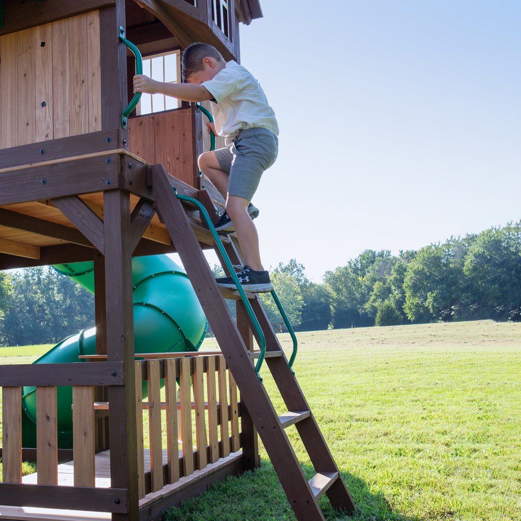 skyfort wooden swing set with tube