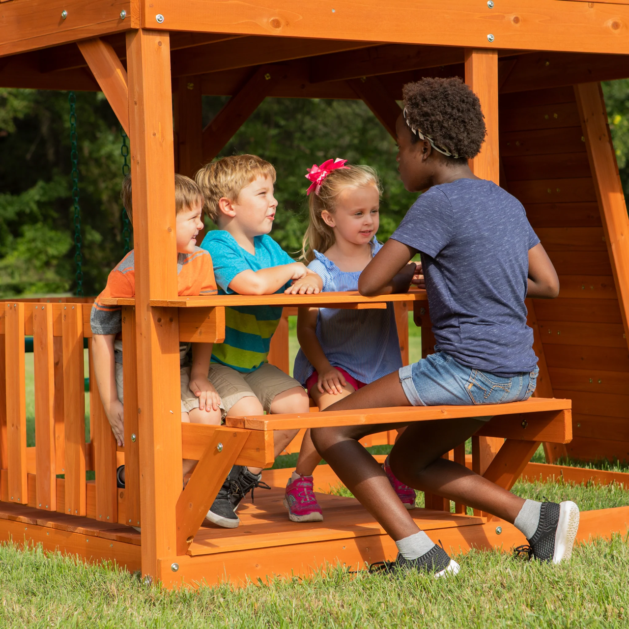 Skyfort II Cedar Swing Set (Single Color) – Woodlit Swing Sets
