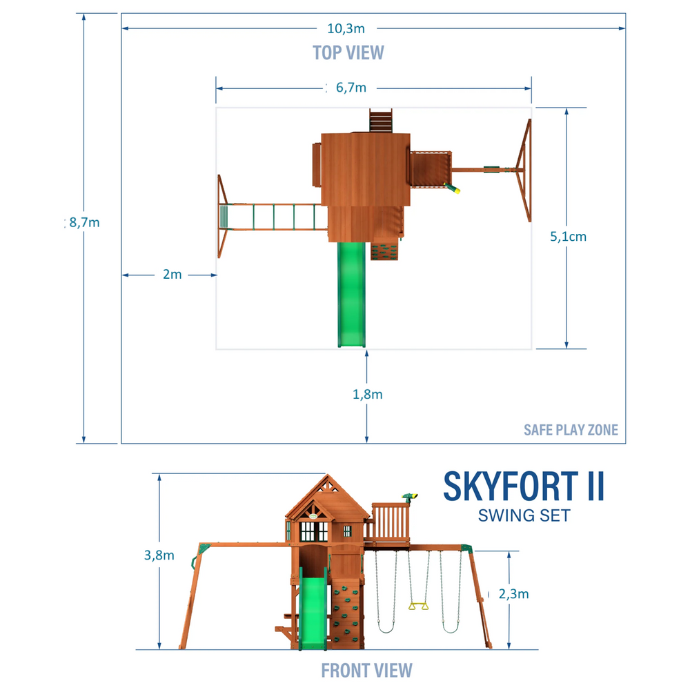 Skyfort II Cedar Swing Set (Single Color)